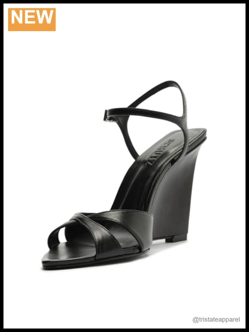 SCHUTZ Leather Wedge Heel Ankle Strap Open Toe Sandal Women's